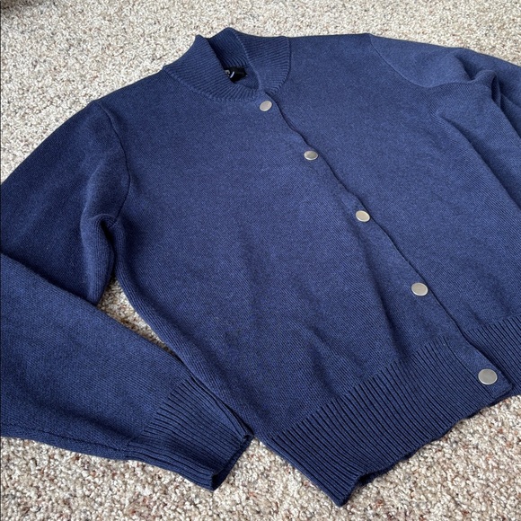 Marble Scotland Cotton-Rich Knit Bomber Jacket Navy Size S - Picture 4 of 9